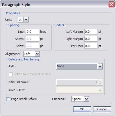 7.2 Document Formatting 287 When changing spacing, you must indicate units (inches, centimeters, or points) in the Units drop-down list. Figure 7.
