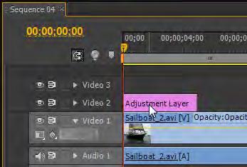 When you create an adjustment layer, you create a transparent clip that you can place above the other video tracks in the Timeline.