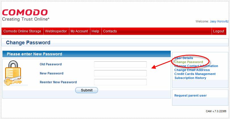 Refer to the sections below for more information: Changing Your Password Changing Your Email Address Change Credit Card Details See Purchase History Request Parent User Sign up to Sectigo Services 2.