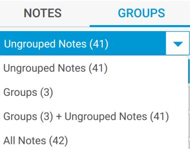 also access a drop down menu that provides three more ways to view group data.