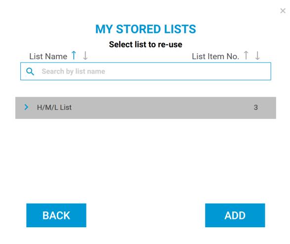 lists Select an existing list, then select dd to reuse that specific list
