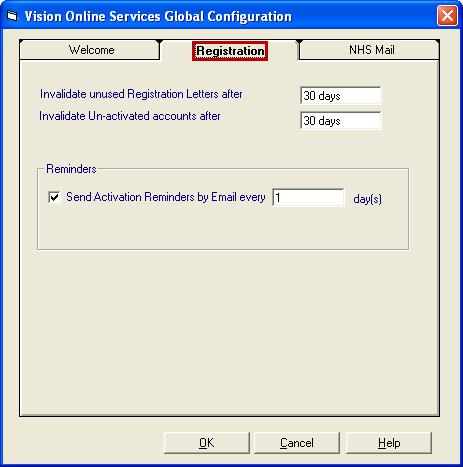 VOS Global Configuration Registration Invalidate unused Registration Letters after This enables you to set a expiry date for Registration letters, the expiration date will be printed on the patients