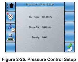 ENABLE OR DISABLE PRESSURE BASED CONTROL Follow the steps in the wizard to ensure the pressure sensor is calibrated correctly. 1. Select to enter Pressure Based Control Menu.