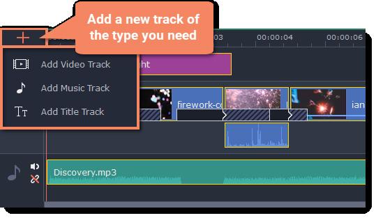 Timeline. Select the track you want to add and click it.