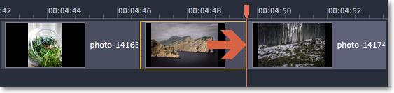 The longer the clip appears on the Timeline, the longer it will play in your movie or slideshow.