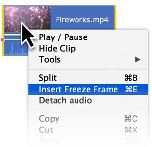 Step 2: Create freeze frame Once you're on the right frame, open the Edit menu or right-click on the clip and choose Insert