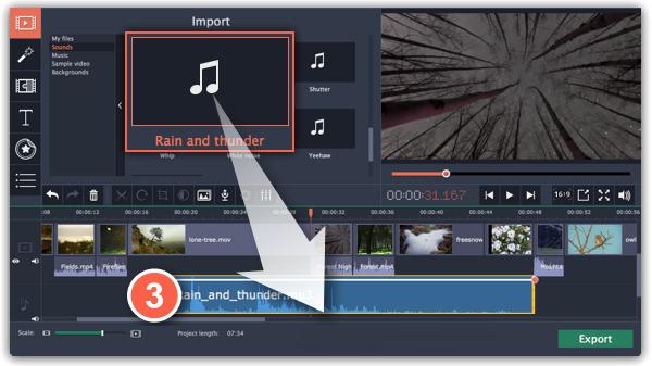 Using sounds You can make your movies more expressive using the built-in sound samples. Step 1: Click the Import button to open the Import tab.
