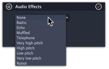 Removing effects When you've applied an audio effect to a clip, a star icon will appear on it: Click on the star to show a list of applied effects.