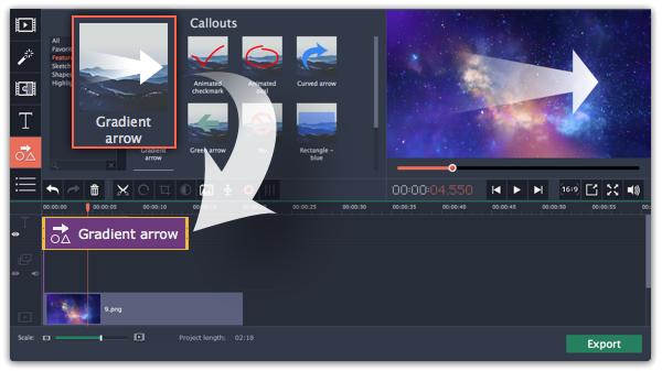 Note that the clip is linked to the corresponding clip on the main video track with a purple line.