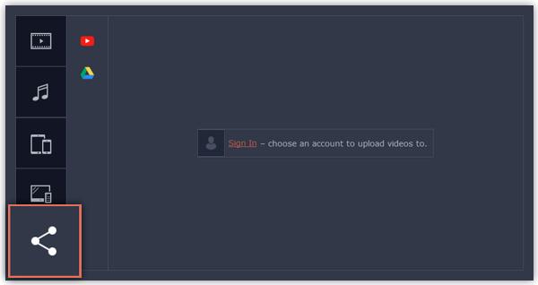 Step 2: Switch to the Upload online tab In the left hand part of the Export window click on the Upload to Youtube tab.