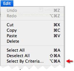 BoA Tools Page 29 / 31 Dialog call There are a few ways to call the criteria selection dialog up: - From the selection palette, click on Criteria selection icon - From the Selection menu, select the