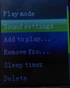 Menu options include: Play mode, Sound settings, Add to playlist, Remove from Playlist, Sleep timer, Delete, Bookmarks. 2.
