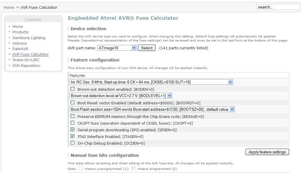 AVR Fuse Calculation