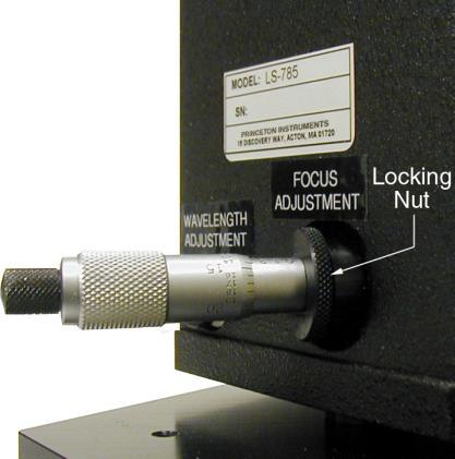 10 LS-785 High Throughput Lens Spectrograph User Manual Focus Adjustment When purchased with a Princeton Instruments CCD detector, the LS-785 is normally focused and aligned at the factory and