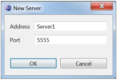 6. Complete the Address and Port fields and click OK. The new server is added to the list of servers.