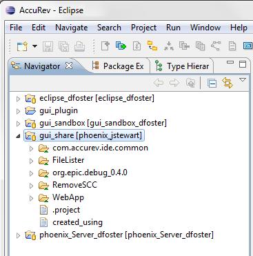 3. Working in the Eclipse Navigator View The Navigator view shows all your Eclipse projects -- both projects associated with AccuRev and others.