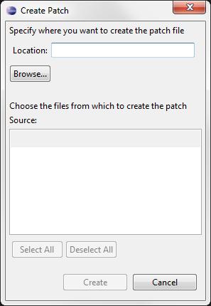 The Create Patch dialog box appears. 2. Specify the full path of the location where you want to create the patch file. Optionally, specify a file name.