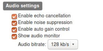 4.2. Audio settings This menu is slightly different if you use Chrome or Firefox.