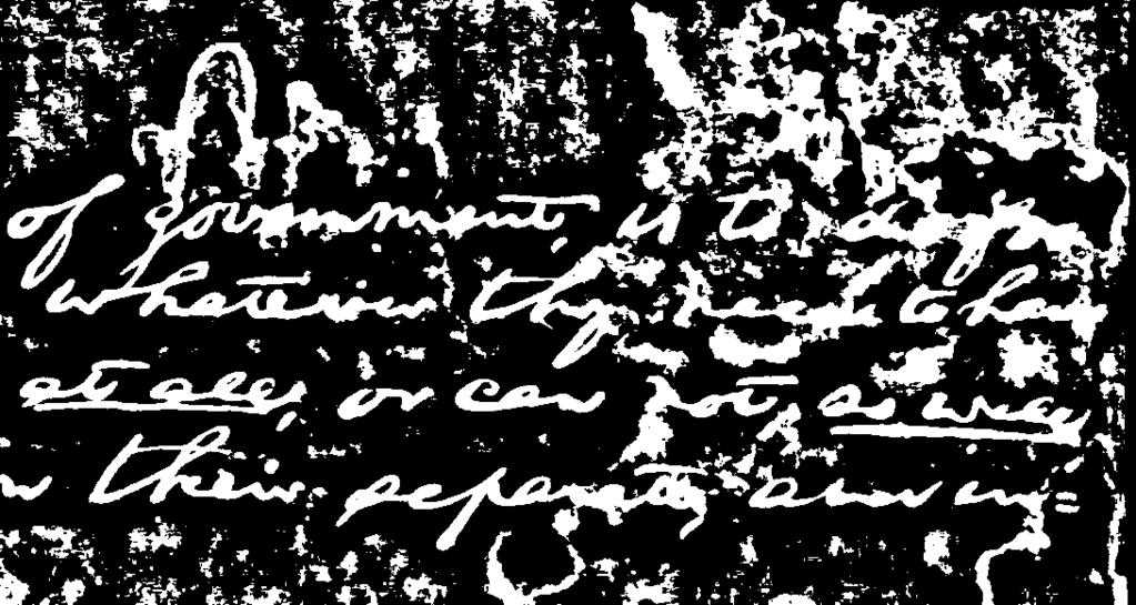 shadows, non-uniform illumination, strains, presence of the handwriting from the other side of the page and other significant artifacts.