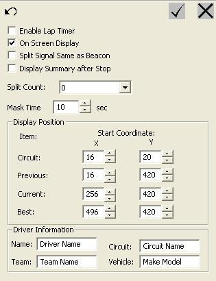There is another configurable OSD screen, which you can find in the Laptimer section. 13. Lap Timer Settings Lap Timer: Click this tab to configure the lap timer options.