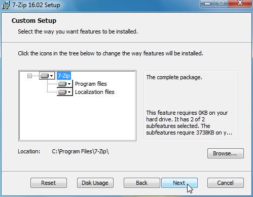 Next window is intended to specify the type of installation (by default, a full