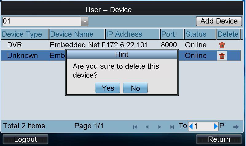 2. Click Add Device to enter the User-Add Device interface. Select the device by clicking the checkbox, and click Add to add the device for the current user. 3.