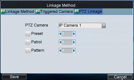 Configure the Arming Schedule and Linkage Method to set up its alarm response actions, as well as triggered camera and PTZ linkage (calling defined preset / patrol / pattern).