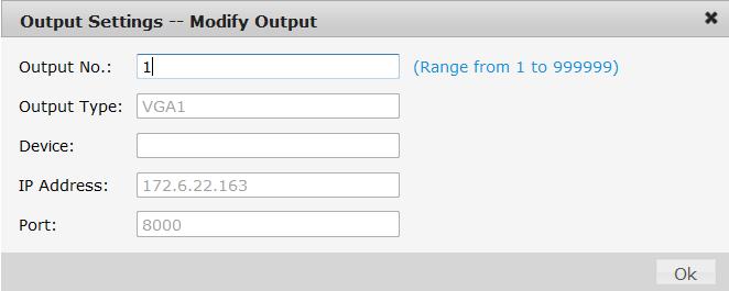 Setting an Output Group Click the Group key on the Output List to enter the Output Group interface to add an output group. Please refer to the same operating steps in Setting an Input Group section.