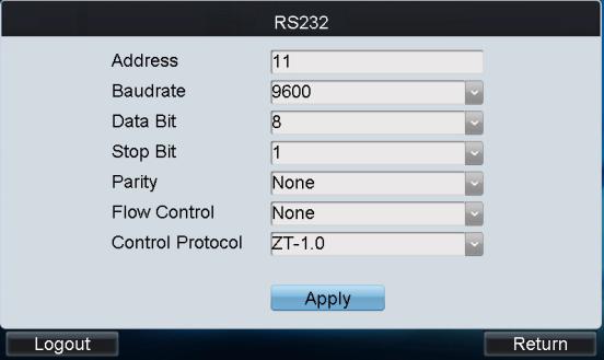 Click RS232 on the Analog Matrix to enter the RS232 settings interface. 2. Input the address of the connected analog matrix. Each matrix must be assigned with unique address. 3.