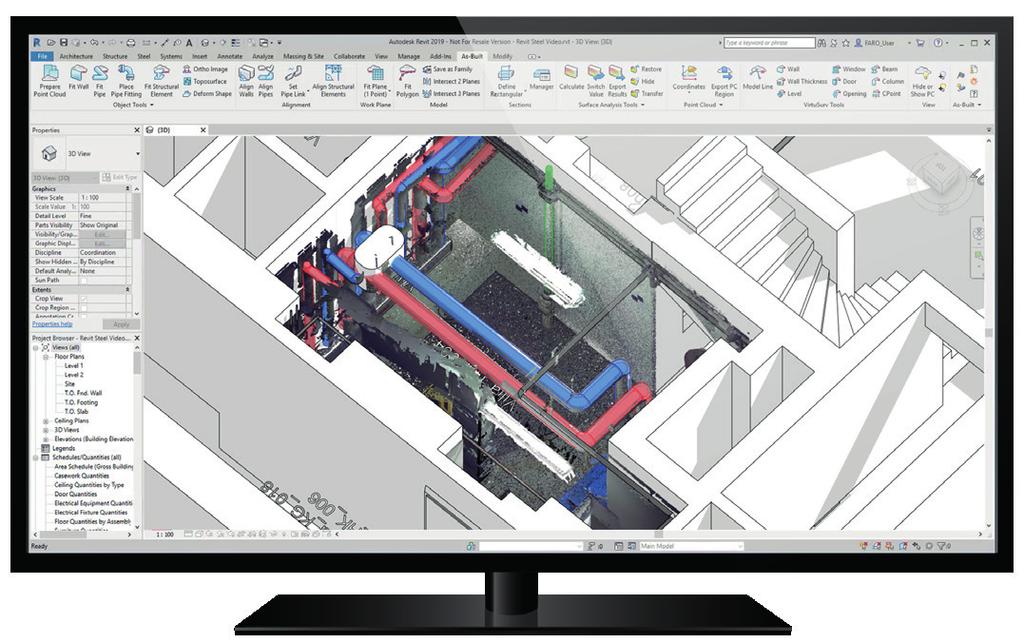 FARO As-Built TM for Autodesk Revit Creating Efficiencies in Scan Data Extraction for BIM FARO As-Built for Autodesk Revit provides quick and intuitive workflows for processing 3D laser scan data