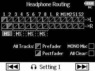 Output settings Setting signals sent to headphones (Headphone Routing) Setting signals sent to headphones (Headphone Routing) (continued) Using mono headphone output 6. Use to select MONO Mix, 7.