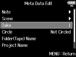 Take and folder operations Checking and editing take metadata Checking and editing take metadata