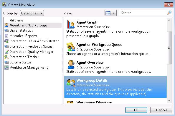 Workgroup Views Workgroup Details Select New Select View Group by: