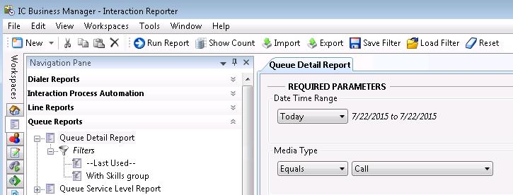 Reports Interaction Reporter Once the parameters are configured you run the report by clicking on Run Report button from the toolbar.