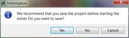 Before the simulation starts, iric interface ask you either you need to save the project.