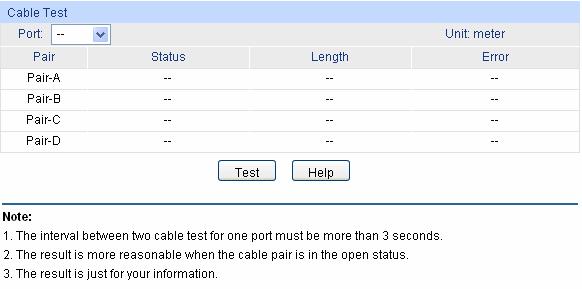 Device Diagnose This switch provides Cable Test and Loopback functions for device diagnose. 16.3.
