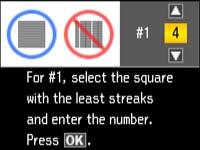 Check the printed pattern and press the arrow buttons to choose the number representing the best