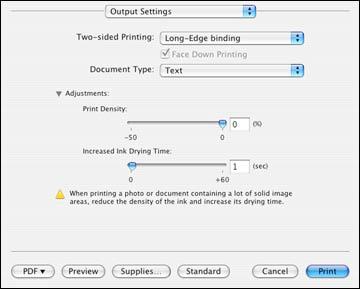 2. Select the type of document you are printing as the Document Type setting. The software automatically sets the Adjustments options for that document type. 3.