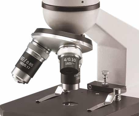 ECOVISION Series - Models BP-20/400 Monocular biological microscope with 400x magnification which can be increased to 960x through an additional 16x eyepiece and a 60x objective.