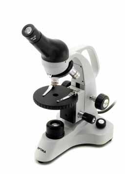 ECOVISION Series - Models B-20 Monocular biological microscope with 400x magnification. 360 rotating head, with 45 inclined eyepiece tube. Wide Field 10x/16mm eyepiece.