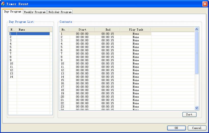 Figure 24 Timer Event Window Select a day program and enter the appropriate information in the Name text box.