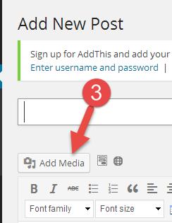 Step 1: Go to your Dashboard, select Posts Step 2: Select Add New Step 3: Select Add Media Step 4: You have two options: 1) Upload a