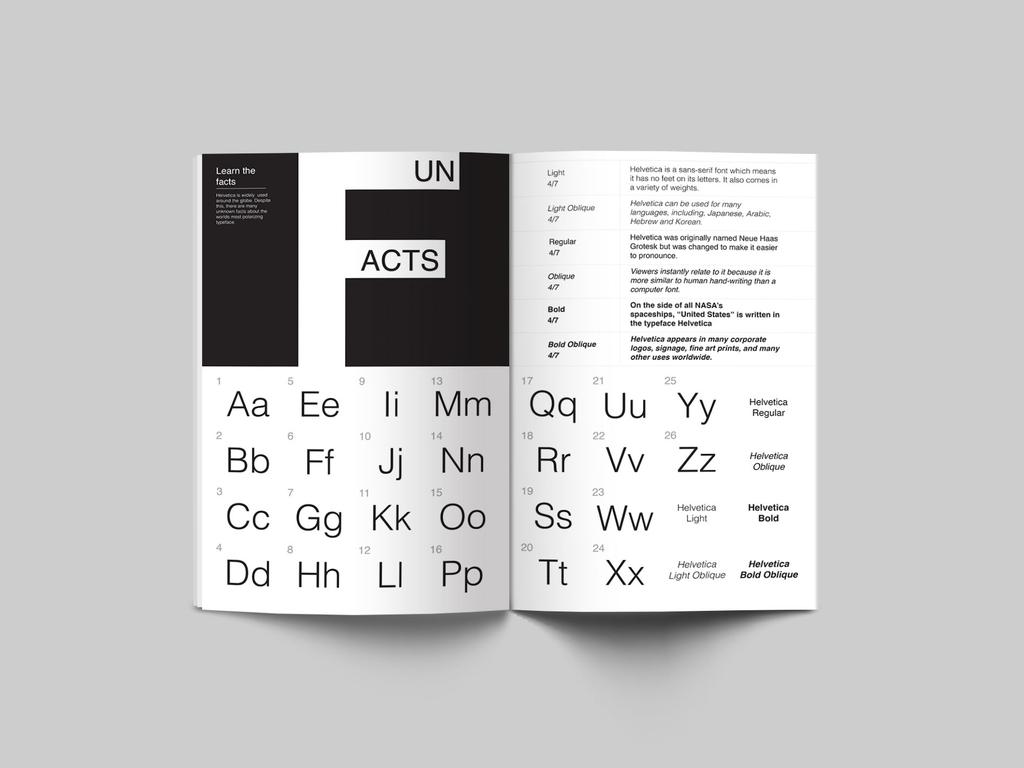 Final These pages go into detail of how helvetica looks within the alphabet,