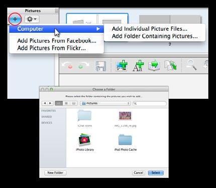 6. Add Pictures Import pictures into Focus in Pix by clicking on the + button in upper left corner of screen.