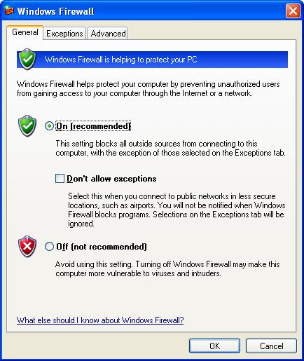 The following procedure explains how to change the Windows XP/Server 2003/Vista/Server 2008/7/8/Server 2008 R2 firewall setting.
