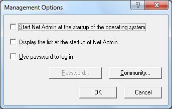 [Display the list at the startup of Net Admin.] Starts the Surveillance Tool and displays a task icon, then the List View screen.