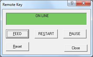 Setting Screens of Printer Monitor Remote Key (Effective only for Supported Printers) Remotely performs feed, restart, pause, and reset for the printer.