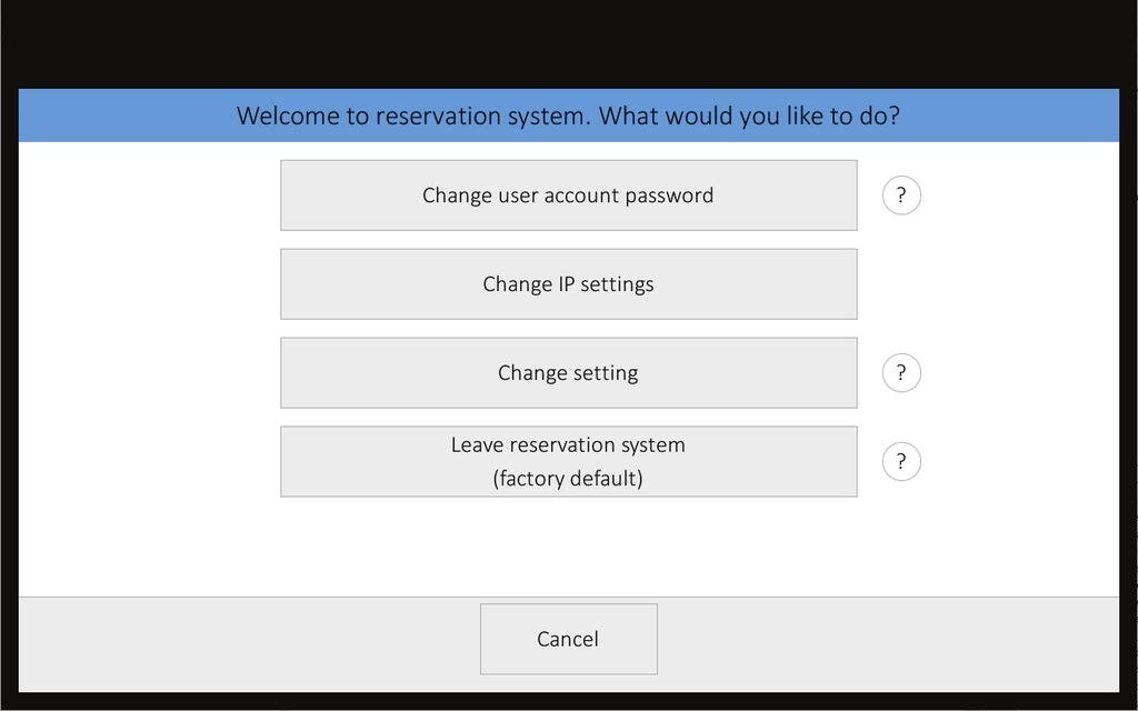 CHAPTER 2: CONFIGURATION You can create a new reservation system just by tapping on Create new system, or you can join the panel to the existing reservation system by tapping Join to existing system.