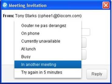 The remote user will see the new reply as the reason for the meeting invite being rejected. Exit a Meeting Learn how to exit a meeting in this section. 1. Join a new meeting.