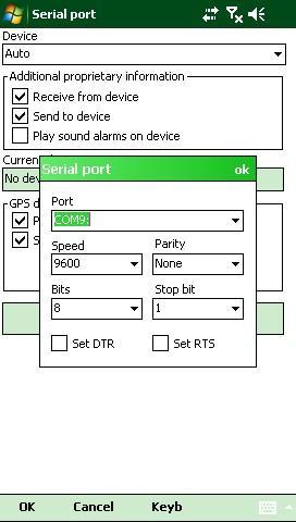 Tap on Port Settings and set the COM Port to match that which you set earlier (COM9 in this example). Note the other Com Port settings.